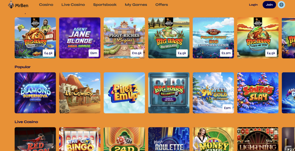MrBen casino games